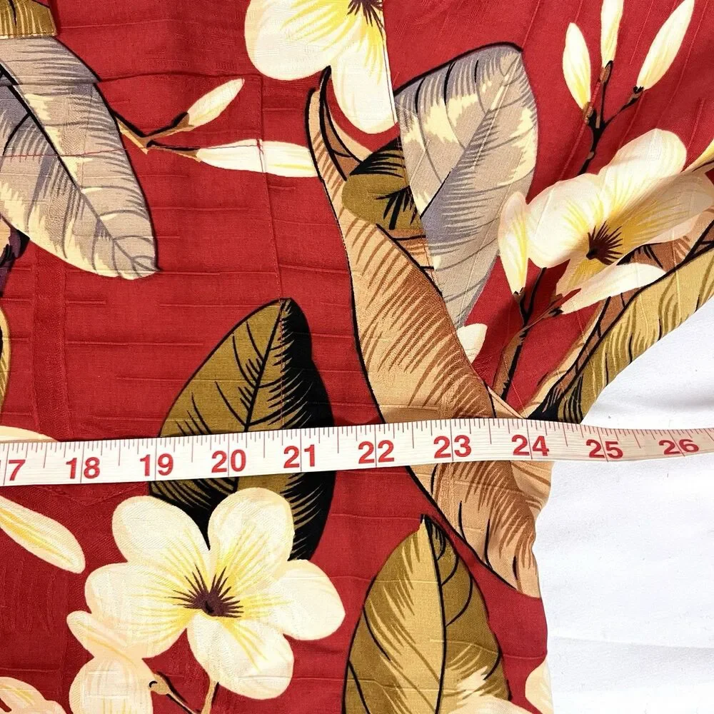 Jamaica Jaxx 100% Silk Hawaiian Shirt Men’s L Red Floral Aloha Boho